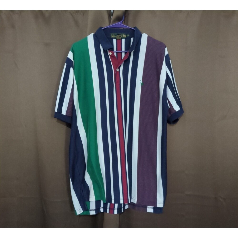 Knights of Round Table Mens Polo Shirt XL Multicolor Striped Preppy
